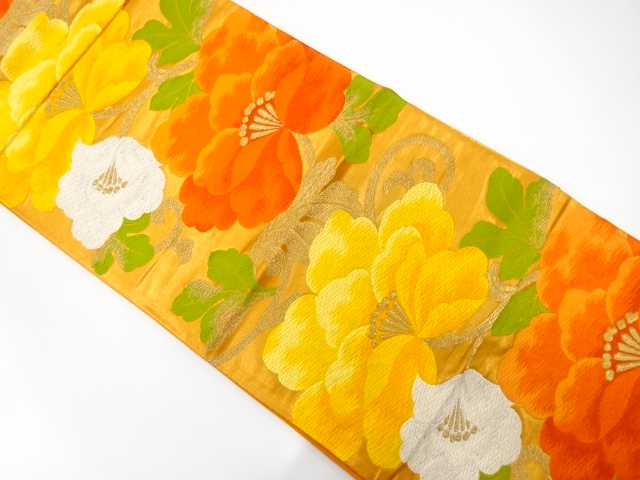 アンティーク　花唐草模様織り出し袋帯（着用可）